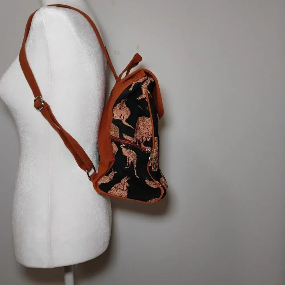 100% Cotton Kangaroo Prints Backpack Purse
